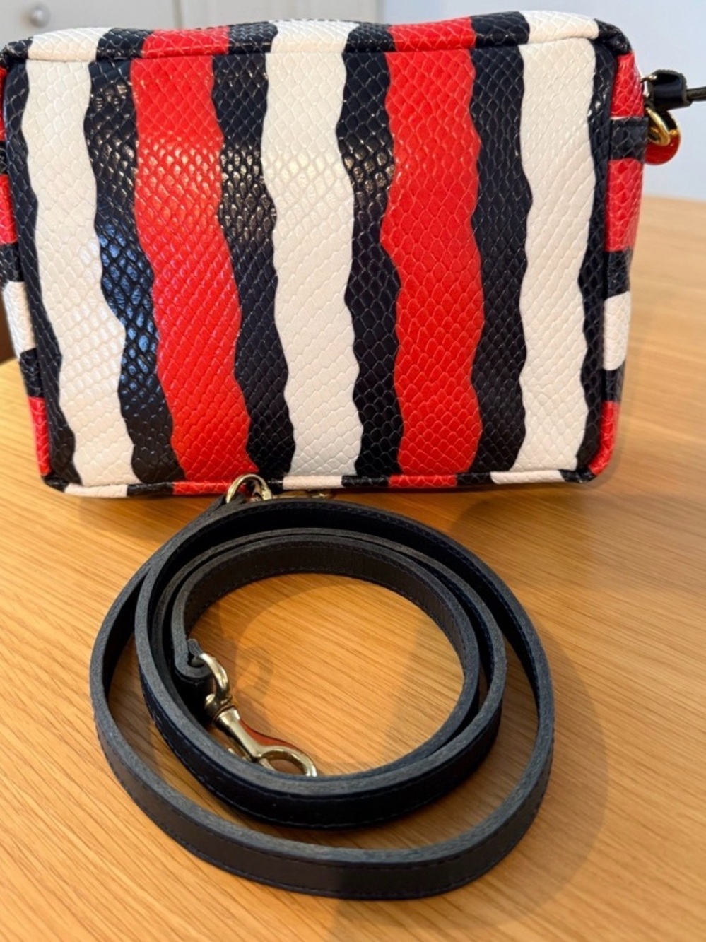 Clare V Midi Sac - Poppy Striped Snake $300